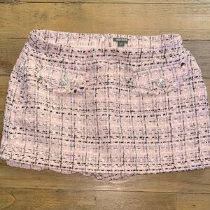 WILD FABLE Tweed Boucle Skort Mini Skirt pink black pattern Clueless Academia